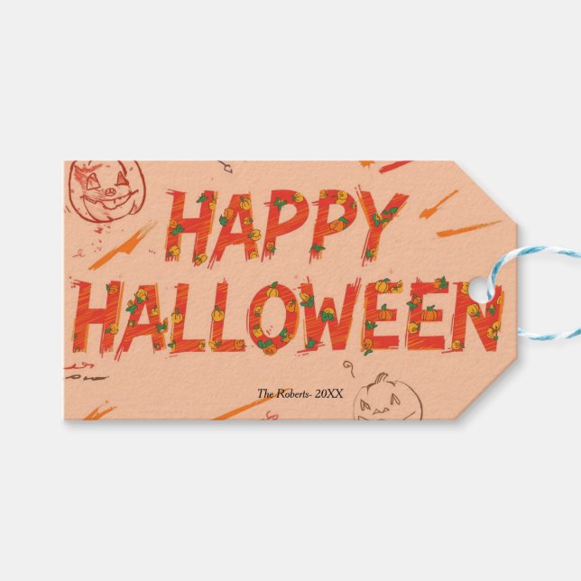 Happy Halloween card , Minimalist Modern halloween Geschenkanhänger (Vorderseite (Horizontal))
