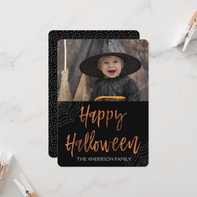 Happy Halloween Carte photo moderne Halloween (Devant/Arrière en situation)