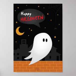 Happy halloween Cartoon Geisterstadt Poster