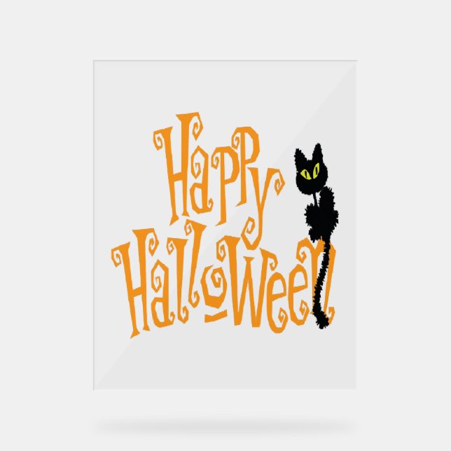 HAPPY HALLOWEEN CAT ACRYLSCHILD (Vorderseite)