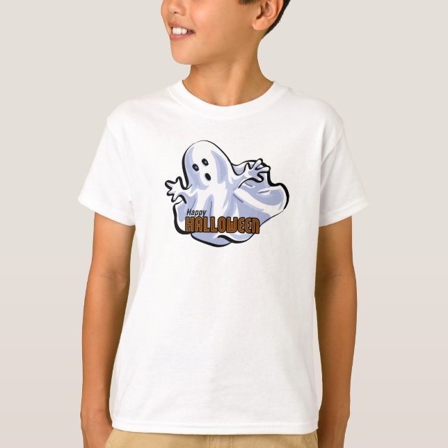 Happy Halloween Cat Chasing Maus T-Shirt (Vorderseite)