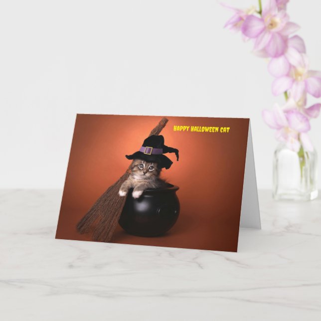 Happy Halloween Cat Karte (Orchidee)