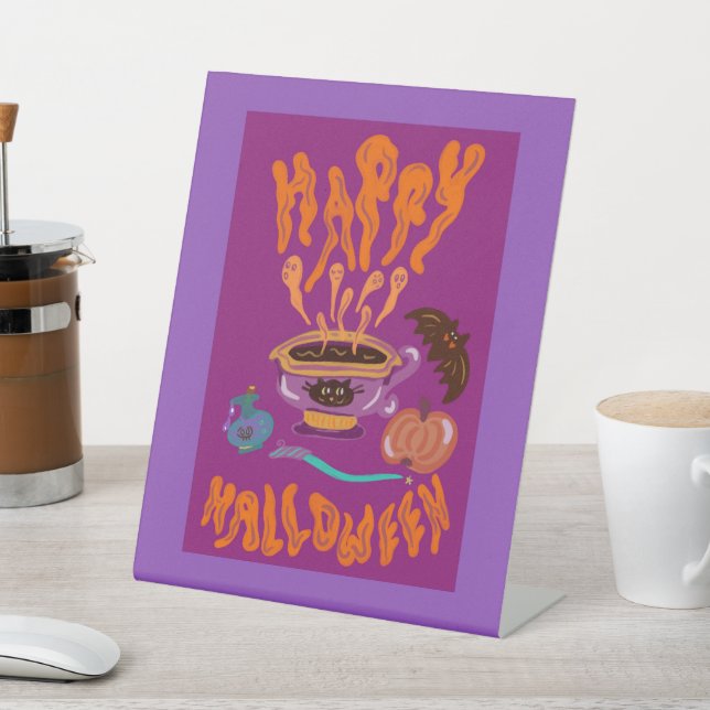 Happy Halloween Cat Lover Kaffee Cup Tote Tasche Sockelschild (In SItu)