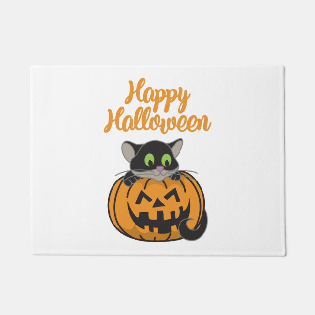 Happy Halloween Cat Pumpkin Fußmatte (Vorderseite)