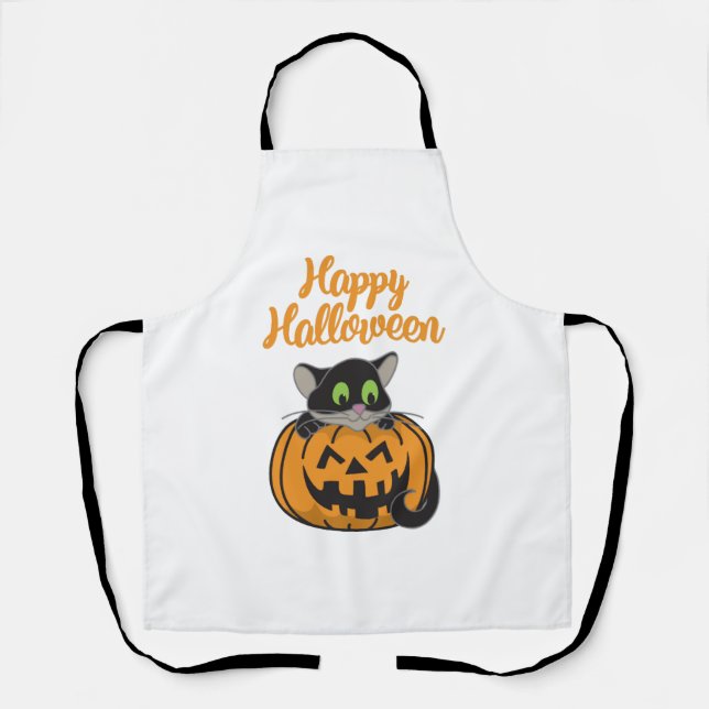 Happy Halloween Cat Pumpkin Schürze (Vorderseite)