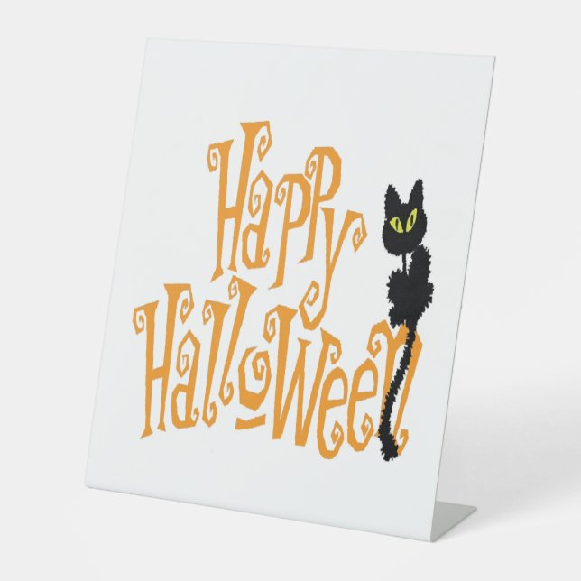 HAPPY HALLOWEEN CAT SOCKELSCHILD (Vorderseite)