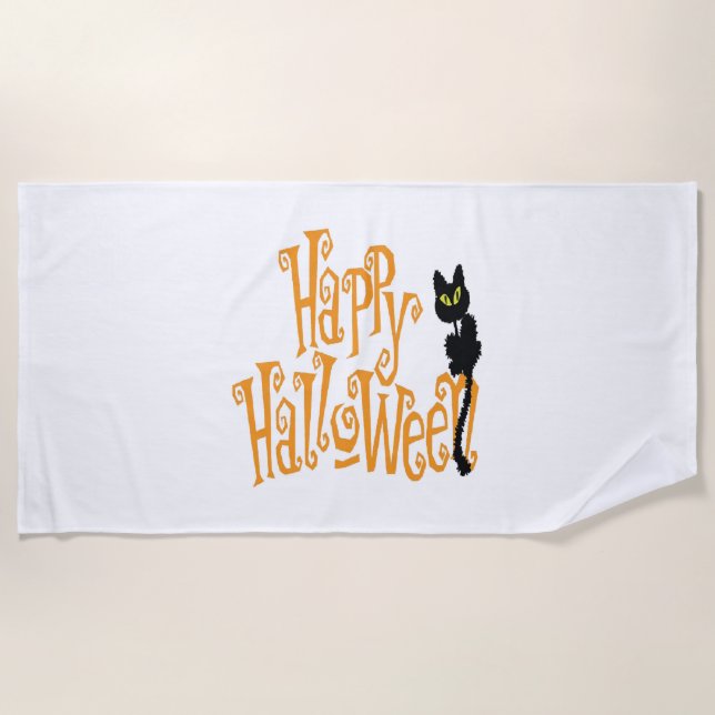 HAPPY HALLOWEEN CAT STRANDTUCH (Vorderseite)