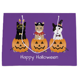 Happy Halloween Cats Kürbislaterne Große Geschenktüte