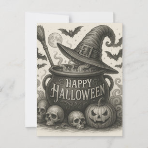 Happy Halloween Cauldron Einladung Postkarte