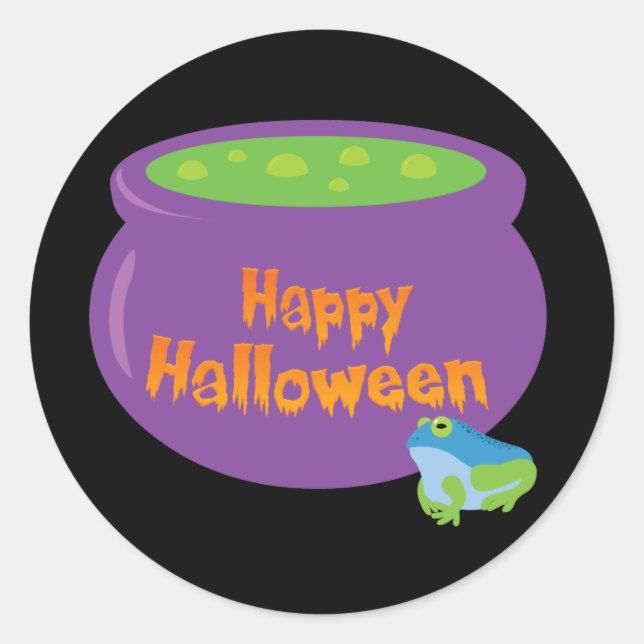 Happy Halloween Cauldron Runder Aufkleber (Vorderseite)