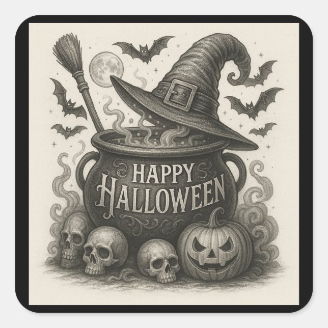 Happy Halloween Cauldron Stickers (Vorderseite)