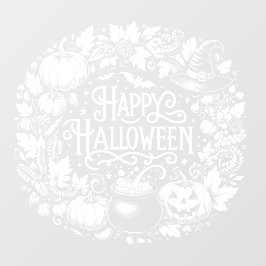 Happy Halloween Chalkboard Wreath Window Fensteraufkleber