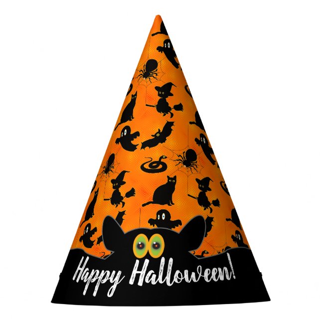 Happy Halloween Characters Silhouette Party Partyhütchen (Vorderseite)