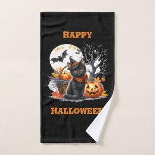 Happy Halloween Chat et Jack-o'-lantern Serviette 