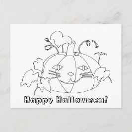 Happy Halloween Chat Visage Colorier Cadeau Cartes