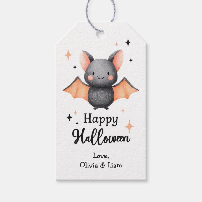 Happy Halloween chauve-souris étiquette cadeau per (Devant)