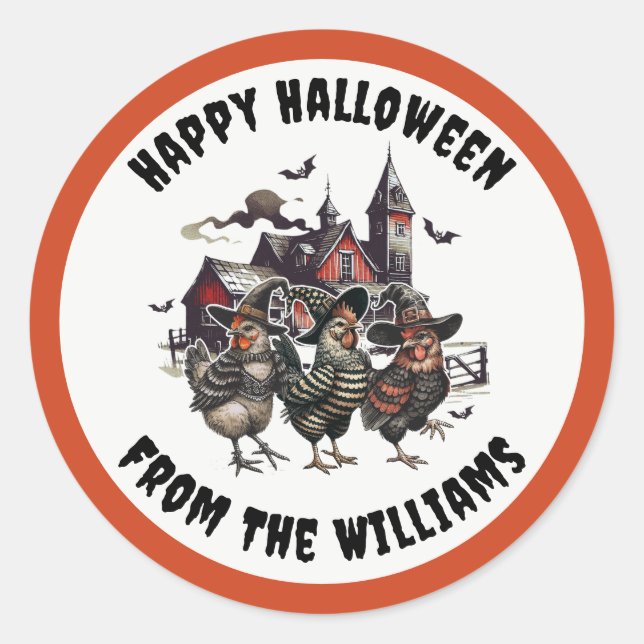 Happy Halloween Chicken Party Runder Aufkleber (Vorderseite)