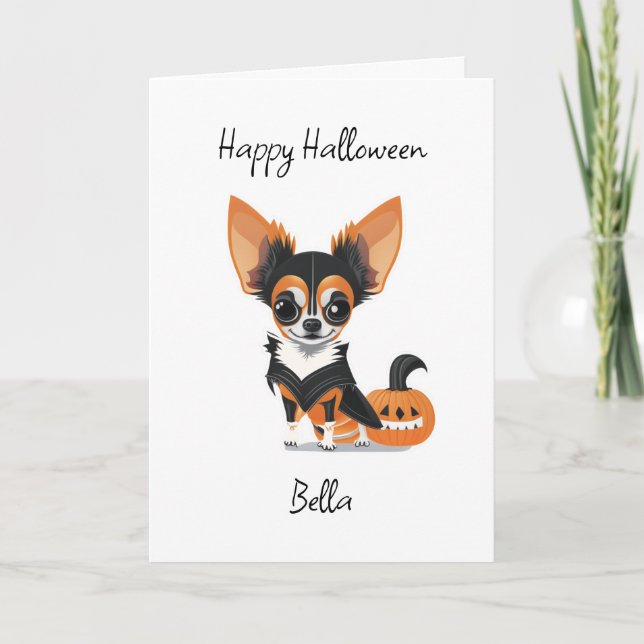 Happy Halloween Chihuahua und Coloring Page Karte (Vorderseite)