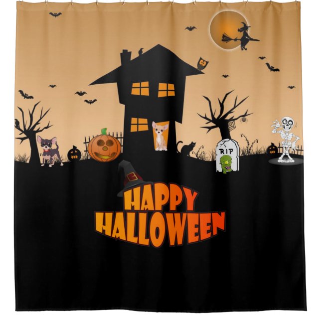 Happy Halloween Chihuahuas Duschvorhang (Vorderseite)