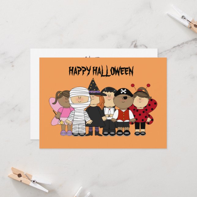 Happy Halloween Children Karte (Vorderseite/Rückseite Beispiel)