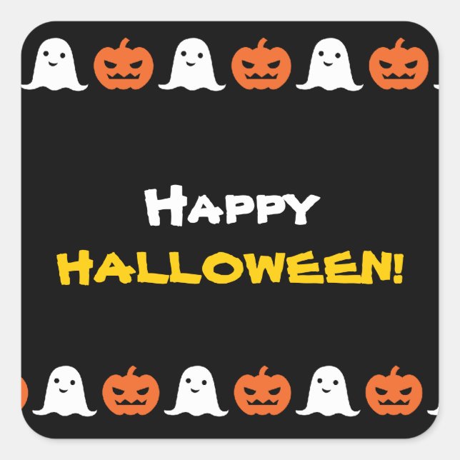 Happy Halloween Citrouille et autocollant Ghost (Devant)