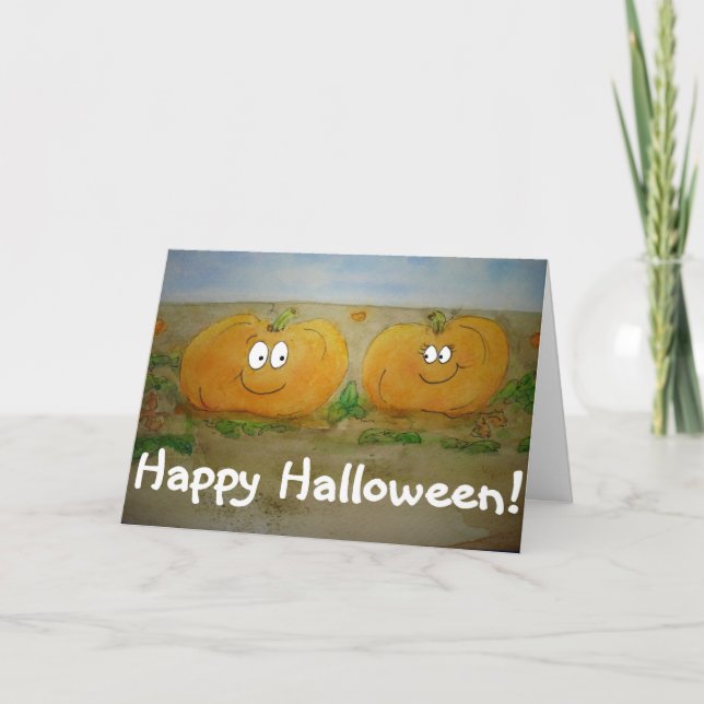 Happy Halloween Citrouille Friend Couple Carte Cut (Devant)