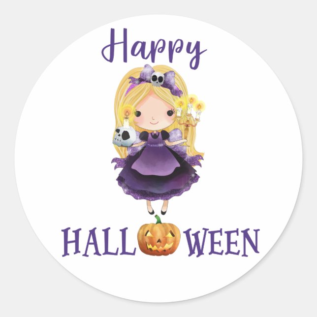 Happy Halloween Classic Round Aufkleber Princess (Vorderseite)