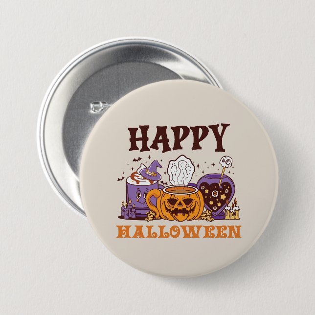 Happy Halloween Coffee Brew Button (Vorne & Hinten)