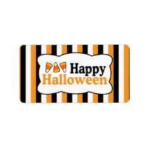 Happy Halloween Corn Stripes Étiquette