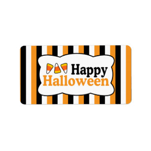 Happy Halloween Corn Stripes Labels Adressaufkleber