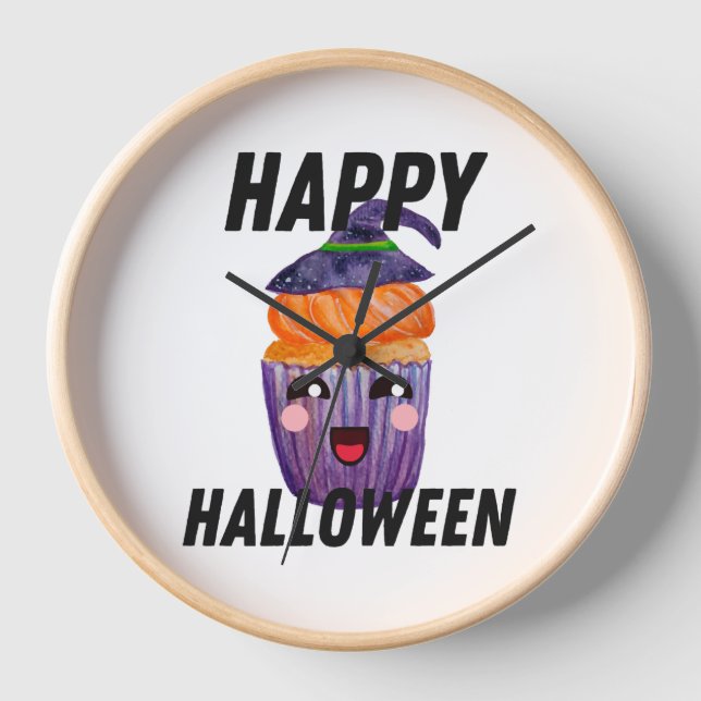 Happy Halloween Costume Halloween Cupcake Uhr (Vorderseite)