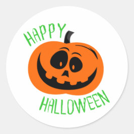 Happy Halloween Crazy Pumpkin Face Runder Aufkleber