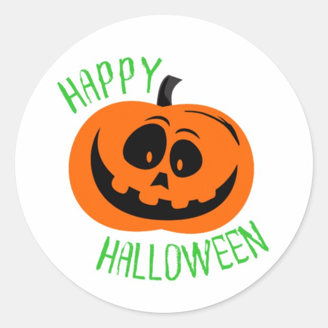 Happy Halloween Crazy Pumpkin Face Runder Aufkleber (Vorderseite)