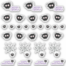 Happy Halloween Creepy Crawly Black Spider Web Aufkleber