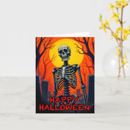 Happy Halloween Creepy Friedhof Skeleton Karte