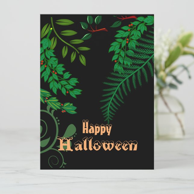 Happy Halloween Creepy Spooky Greenery Dark Night (Stehend Vorderseite)