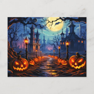 Happy Halloween   Creepy Spuk Wohnungen Postkarte