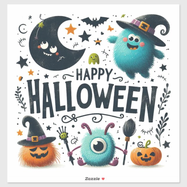 Happy Halloween Custom Cut Vinyl Sticker (Blatt)