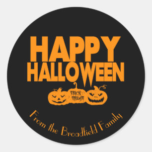 Happy Halloween Custom Family Name Party Runder Aufkleber
