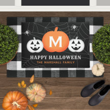 Happy Halloween Custom Monogram Initial Pumpkins