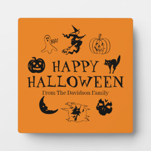 Happy Halloween custom name black & orange decor Fotoplatte