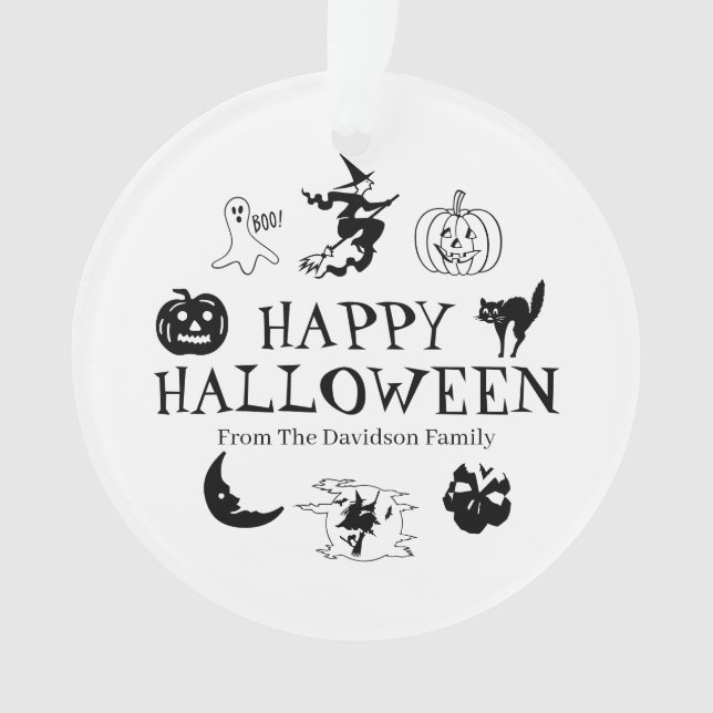 Happy Halloween custom name black spooky decor Ornament (Vorderseite)