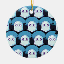 Happy Halloween Cute Funny Baby Ghost Blue Pattern