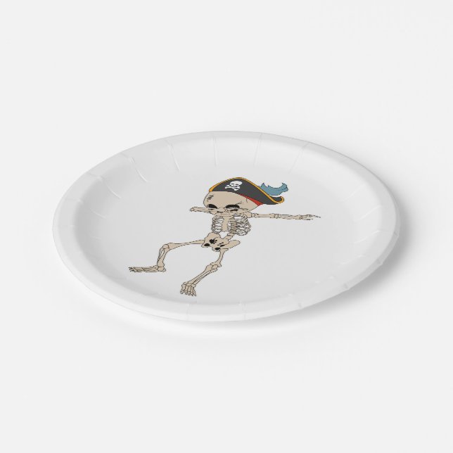 Happy Halloween Dab Skeleton Pirate Party Pappteller (Schrägansicht)