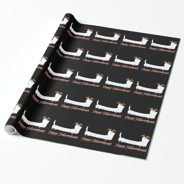 Happy Halloween Dackel Geschenkpapier (Ungerollt)