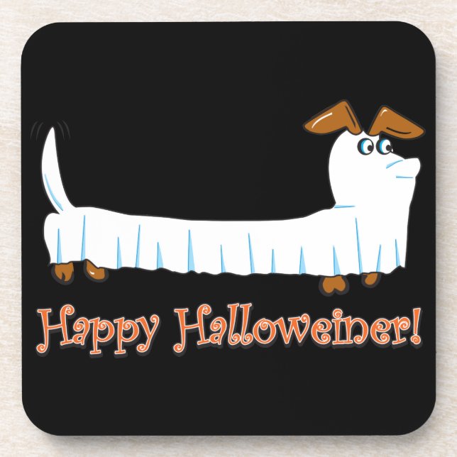 Happy Halloween Dackel Getränkeuntersetzer (Vorderseite)