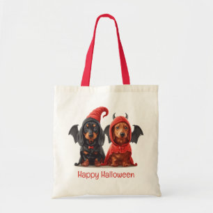 Happy Halloween Dackel Hunde Devil Bat Tragetasche