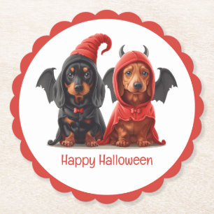Happy Halloween Dackel Hunde Devil Bat Untersetzer