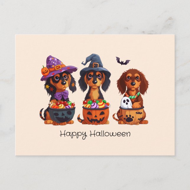 Happy Halloween Dackel Hunde Postkarte (Vorderseite)