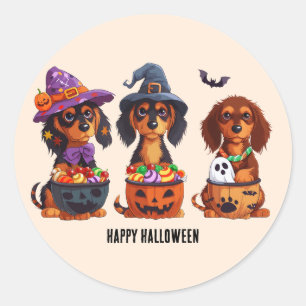 Happy Halloween Dackel Hunde Runder Aufkleber